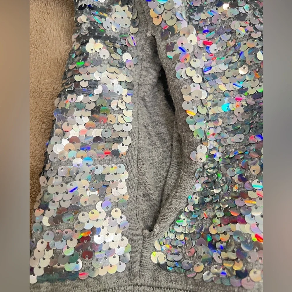 PINK Victoria's Secret Glittering Silver Hoodie